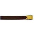 44" Brown Web Belt W/Gold Buckle